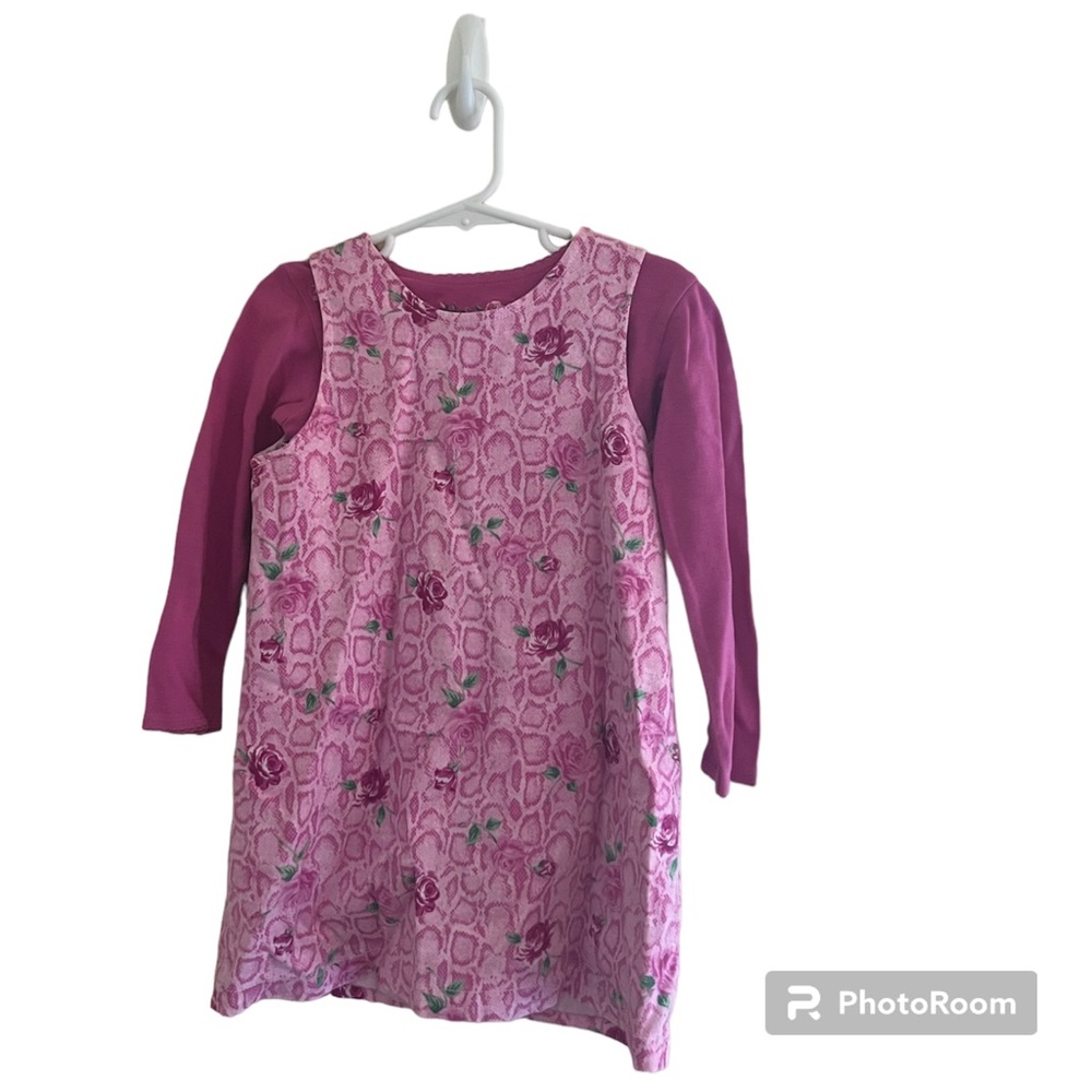 ◻️CHILDREN’S PLACE: Girl 3T, pink animal & floral pattern dress w/onesie◻️